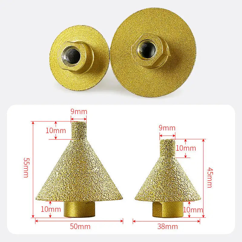 Diamond Beveling Chamfer Bit for Angle Grinders Punching Expanding Drill Bit for Tile Ceramic Beveling Holes Trimming M10 Thread