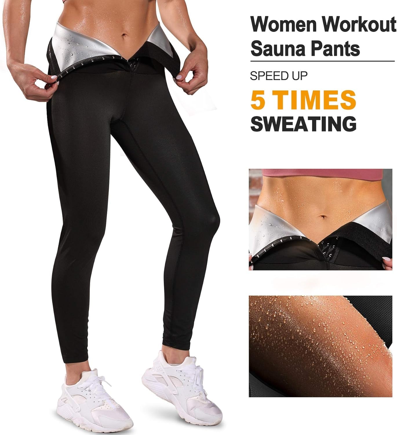 Women Sauna Leggings Sweat Pants High Waist Slimming Hot Thermo Compression Workout Fitness Exercise Tights Body Shaper