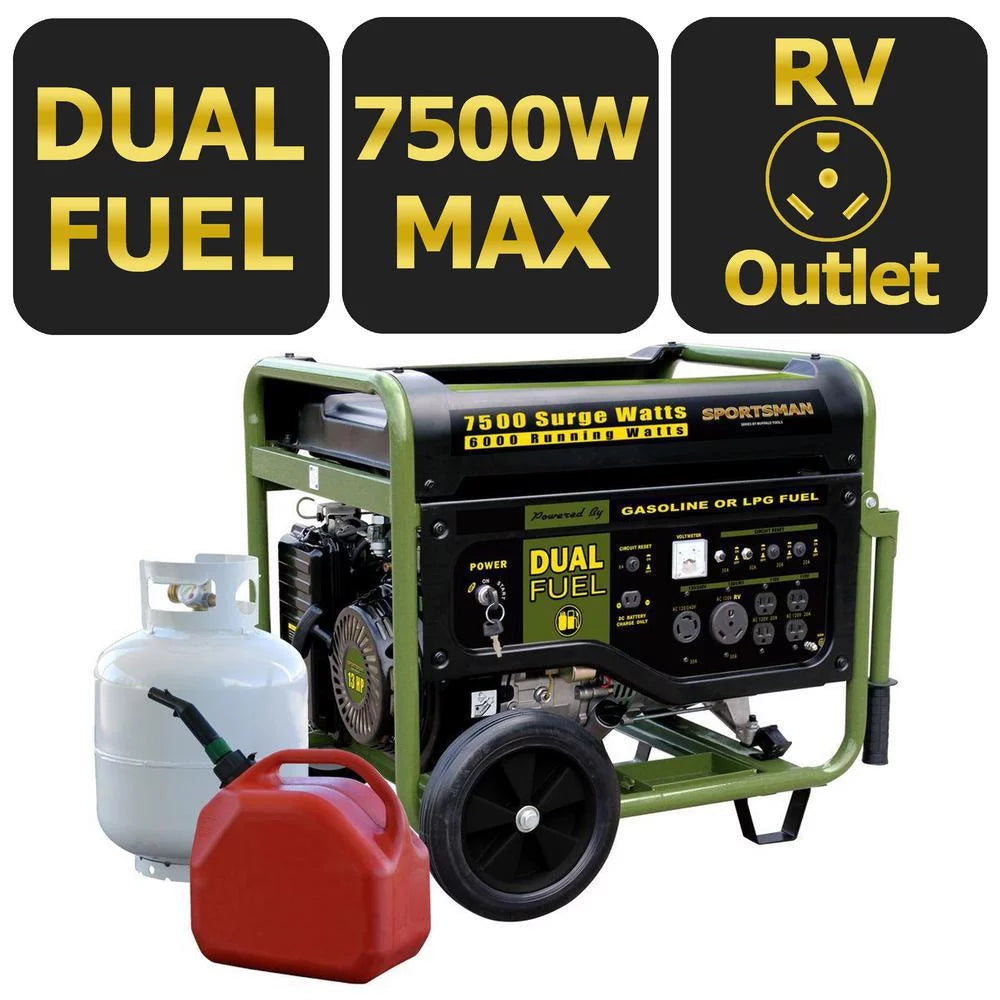 7500 Watts Dual Fuel Portable Generator