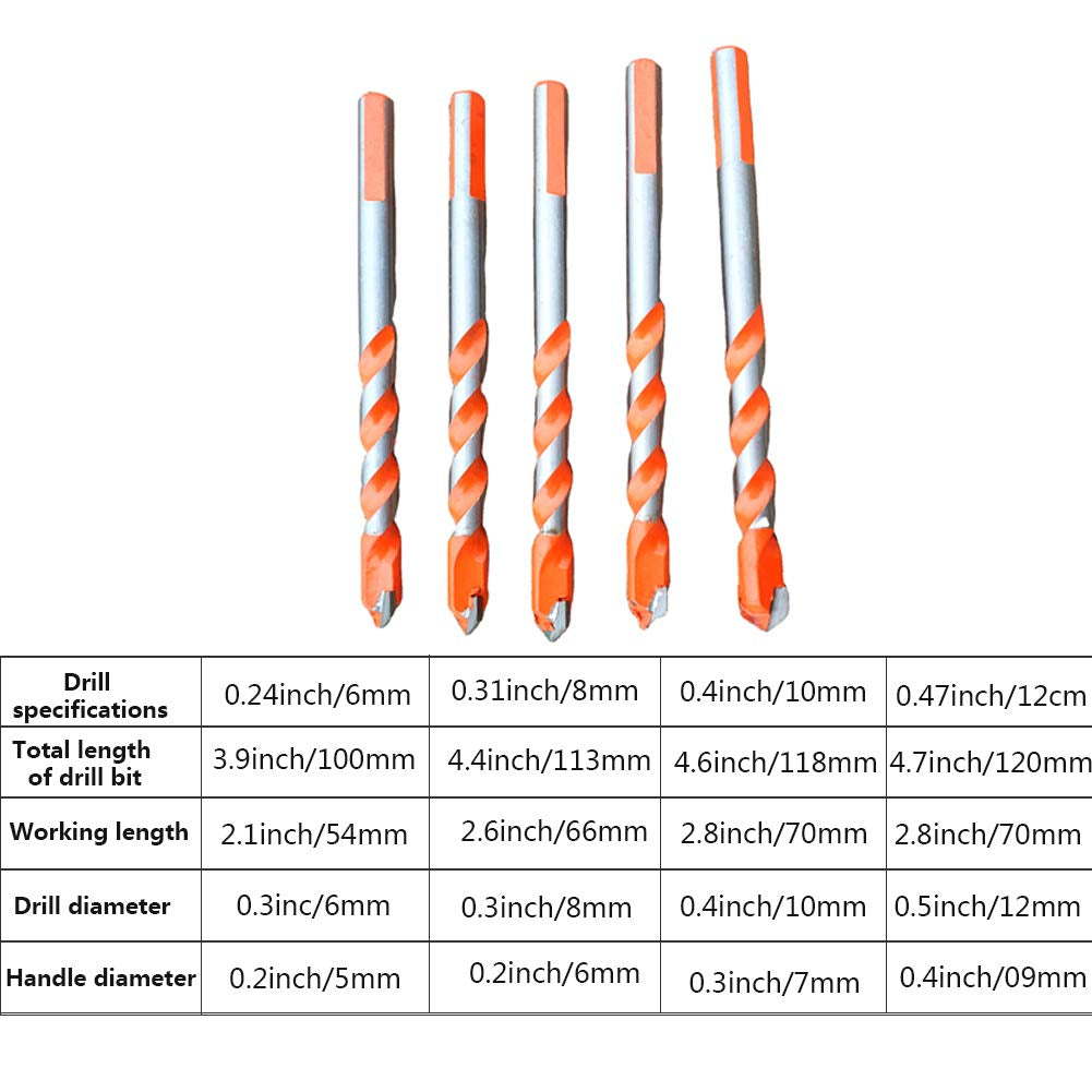 Triangular-Overlord Handle Multifunctional Drill Bits Ultimate Punching Drill Bits for Tile,Concrete,Brick,Glass,Plastic and Wood