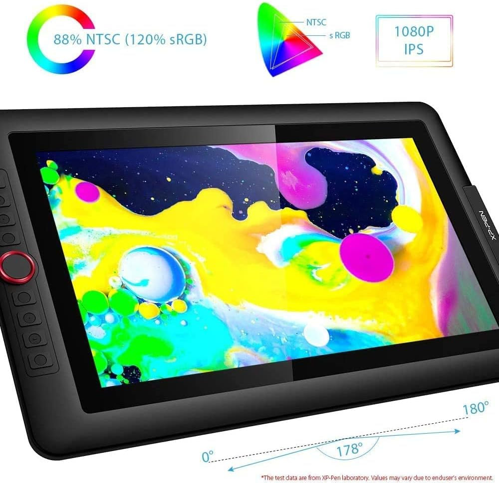 15.6" Drawing Tablet with Screen Xppen Artist 15.6 Pro Tilt Support Graphics Tablet Full-Laminated Red Dial (120% Srgb) Drawing Monitor Display 8192 Levels Pressure Sensitive & 8 Shortcut Keys