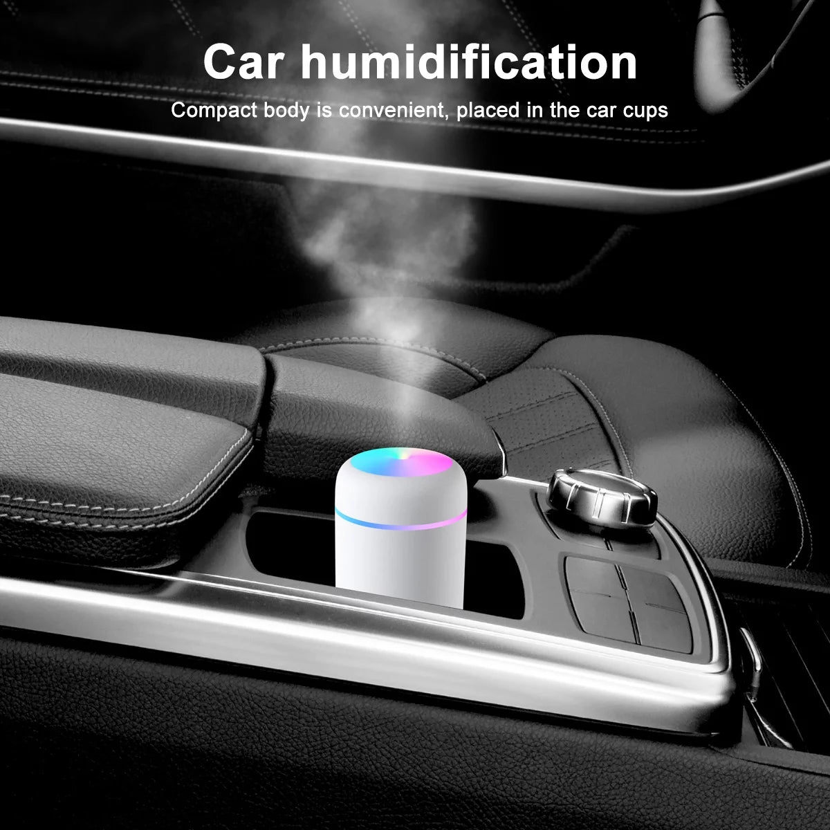 Portable Mini Humidifier, 300Ml Small Cool Mist Humidifier, Quiet Humidifier for Car-Black