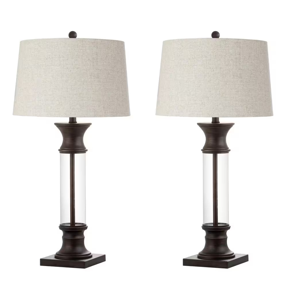 Hunter 32 In. Metal/Glass Table Lamp, Bronze (Set of 2)