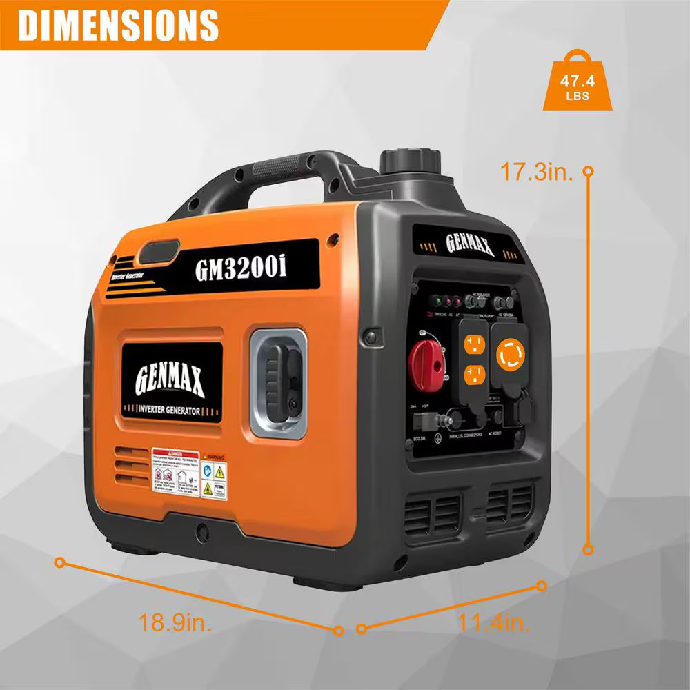 3300-Watt Recoil Start Gasoline Powered Inverter Generator with Super Quiet145Cc Engine