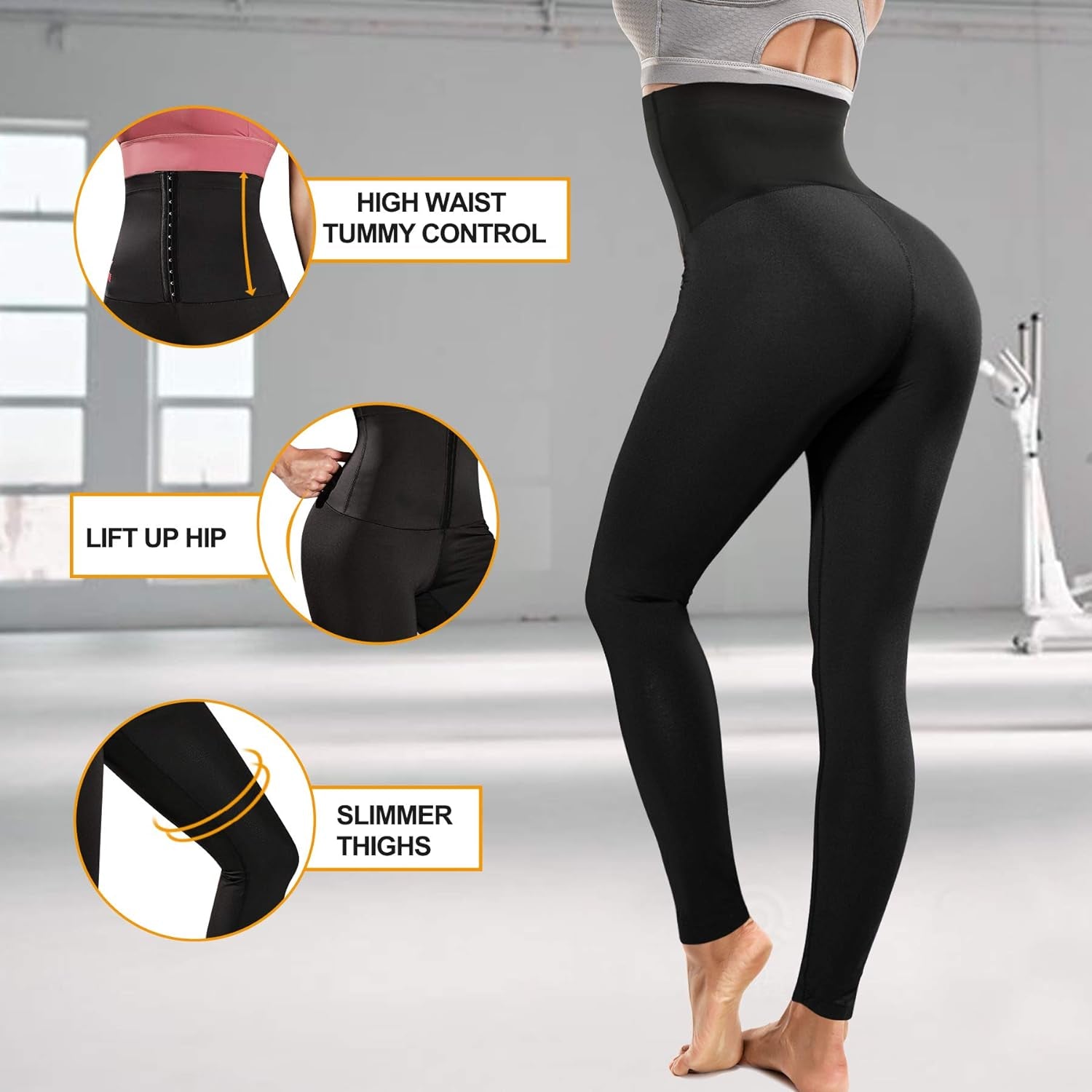 Women Sauna Leggings Sweat Pants High Waist Slimming Hot Thermo Compression Workout Fitness Exercise Tights Body Shaper