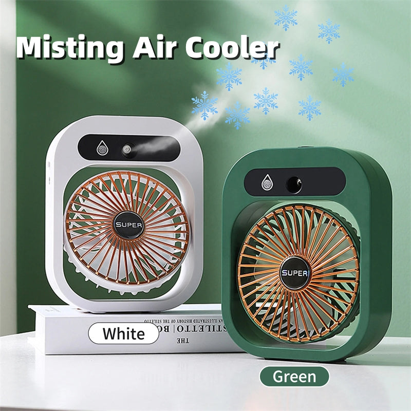 Air Conditioning Fan Desk Misting Fan Air Cooler Cooling USB Rechargeable Humidifier Portable Spray Fan with 3 Wind Speeds Mist Fan for Home