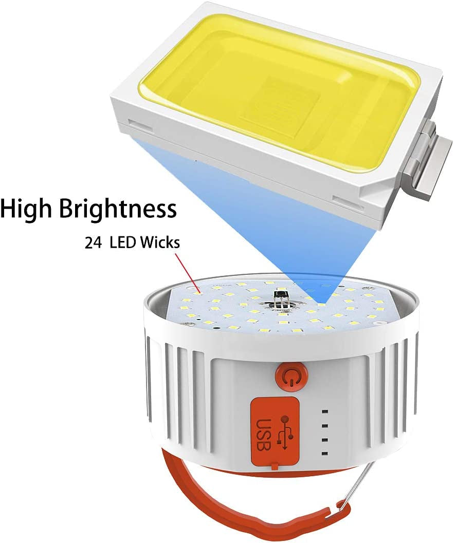 Camping Lights, Rechargeable Camping Lantern Power Bank, LED Tent Light Ultra Bright for Camping, Hurricane Emergency Kits