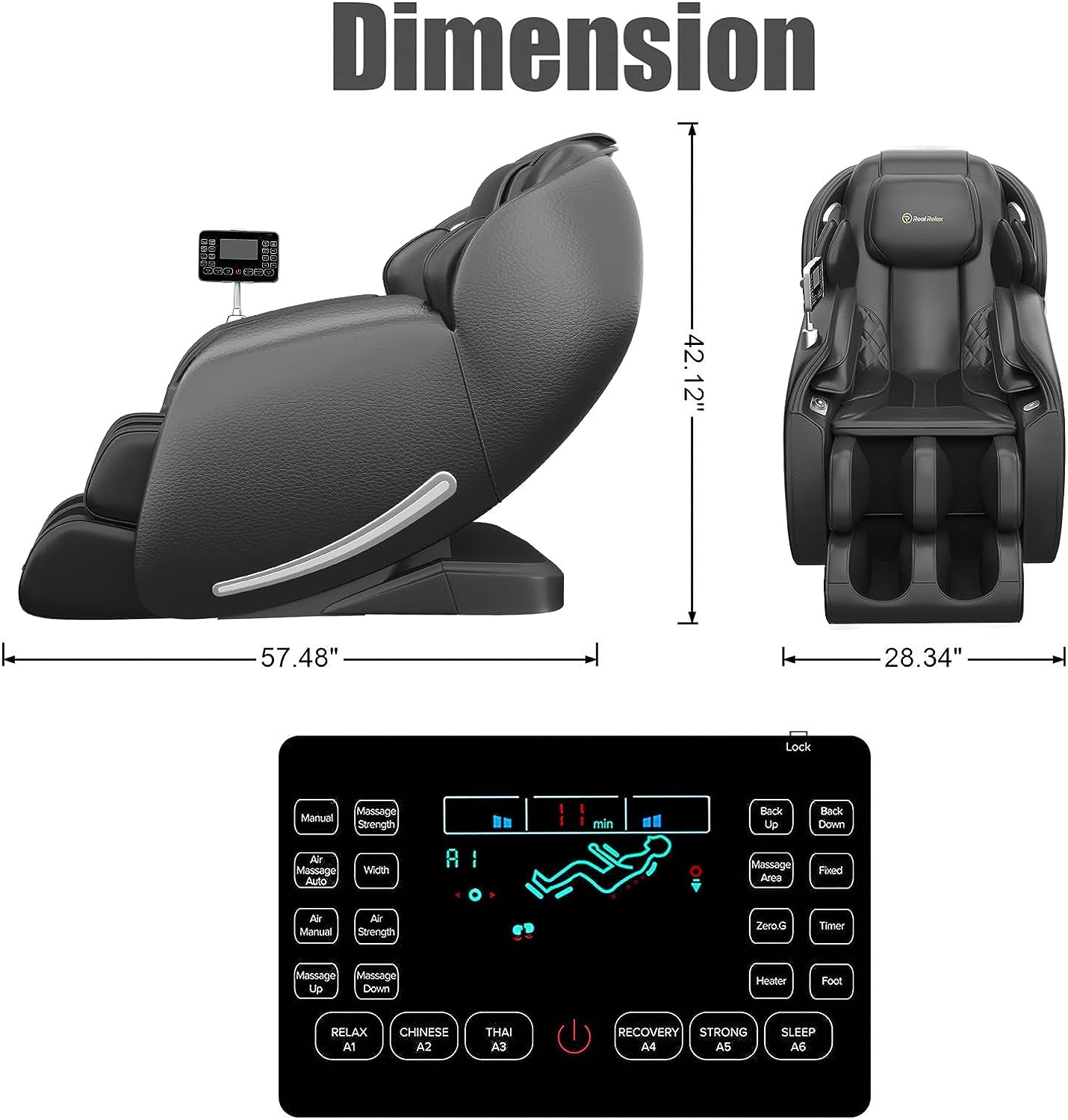 Massage Chair, Full Body Zero Gravity Sl-Track Shiatsu Massage Recliner Chair, Favor-06 Black