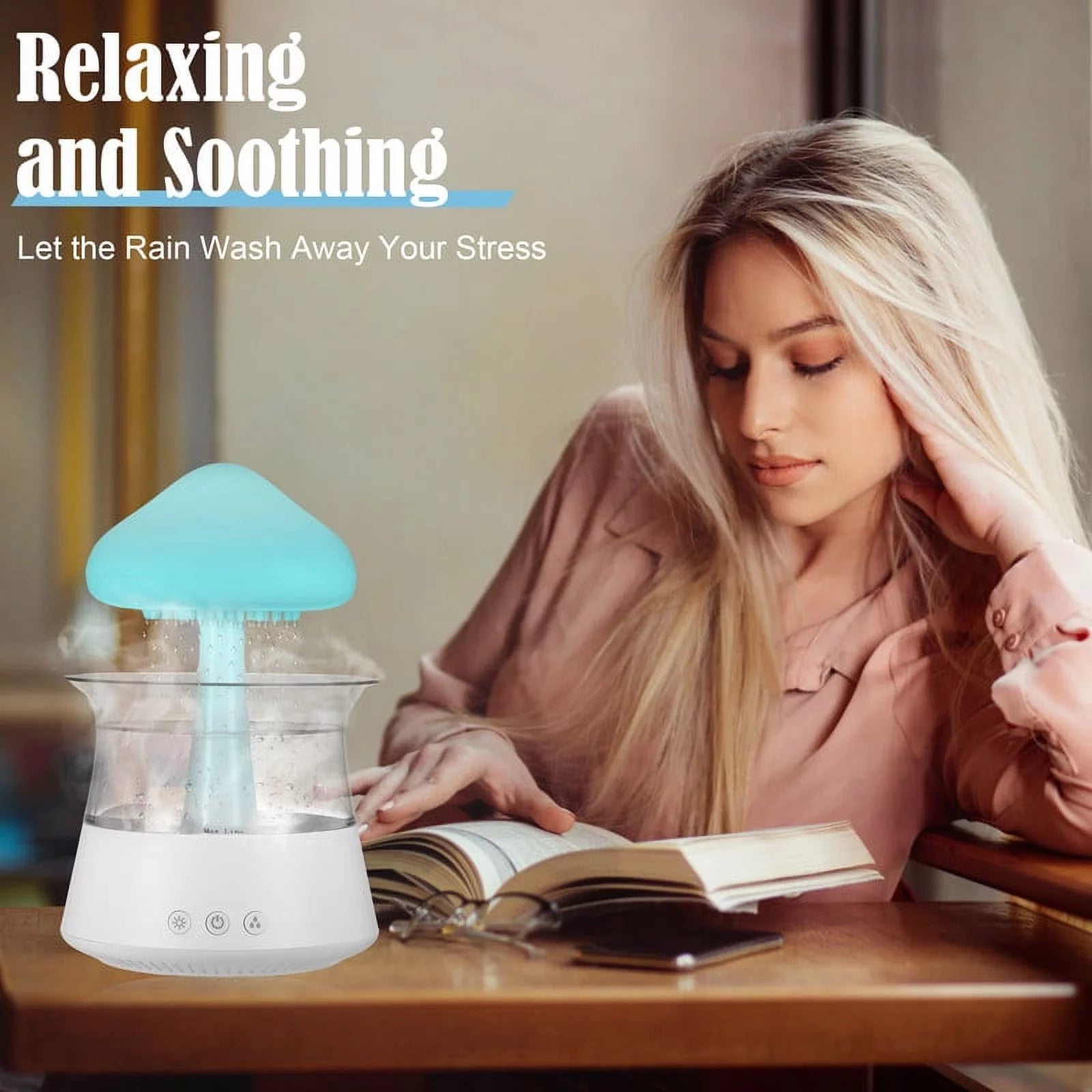 Waterfall Humidifier Water Drip， Rain Cloud Diffuser with 7 Colors LED Lights， Cloud Humidifier Rain Drop for Sleeping