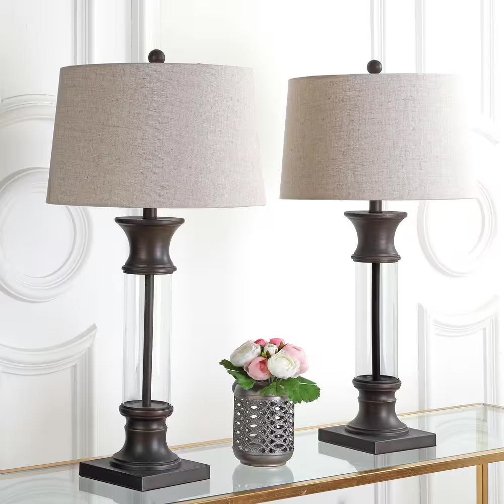 Hunter 32 In. Metal/Glass Table Lamp, Bronze (Set of 2)