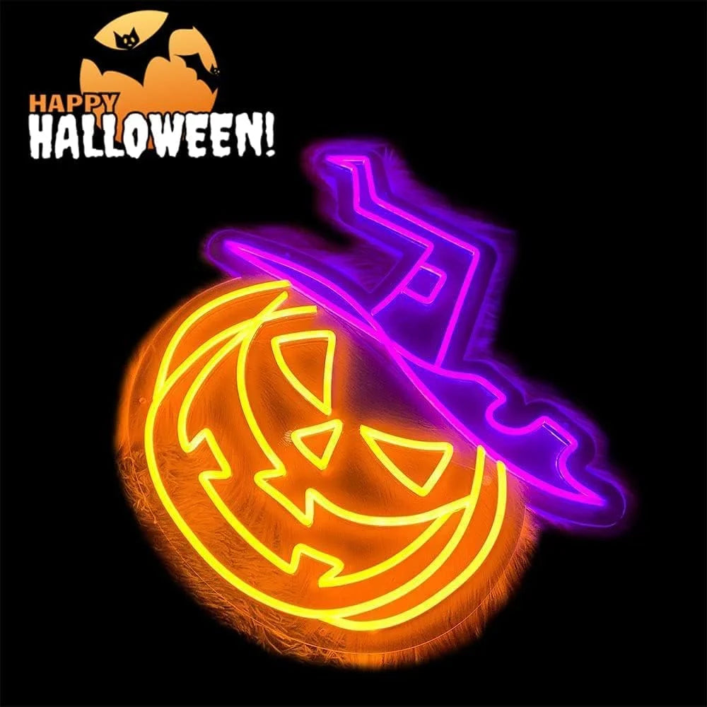 Halloween Pumpkin Neon Sign Decorations Neon Led Lighted Signage for Outdoor ,Garden and Indoor Neon Sign Wall , Party,Gifting,