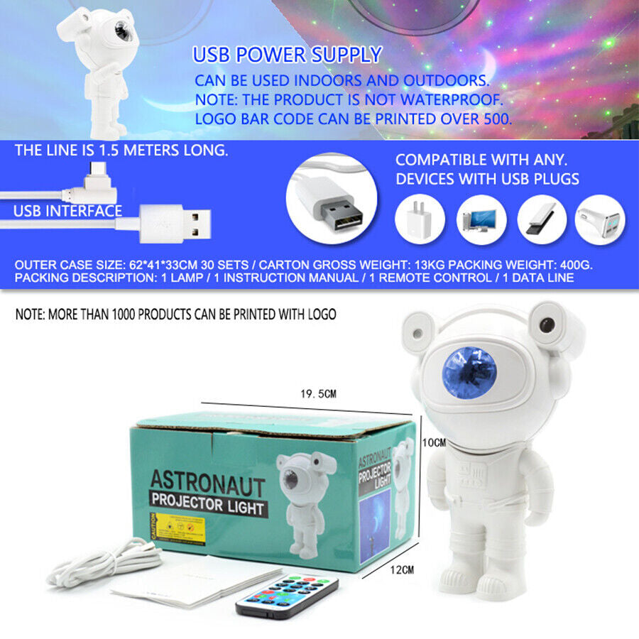 Astronaut Projector Galaxy Starry Sky Night Light Ocean Star LED Lamp Remote Y