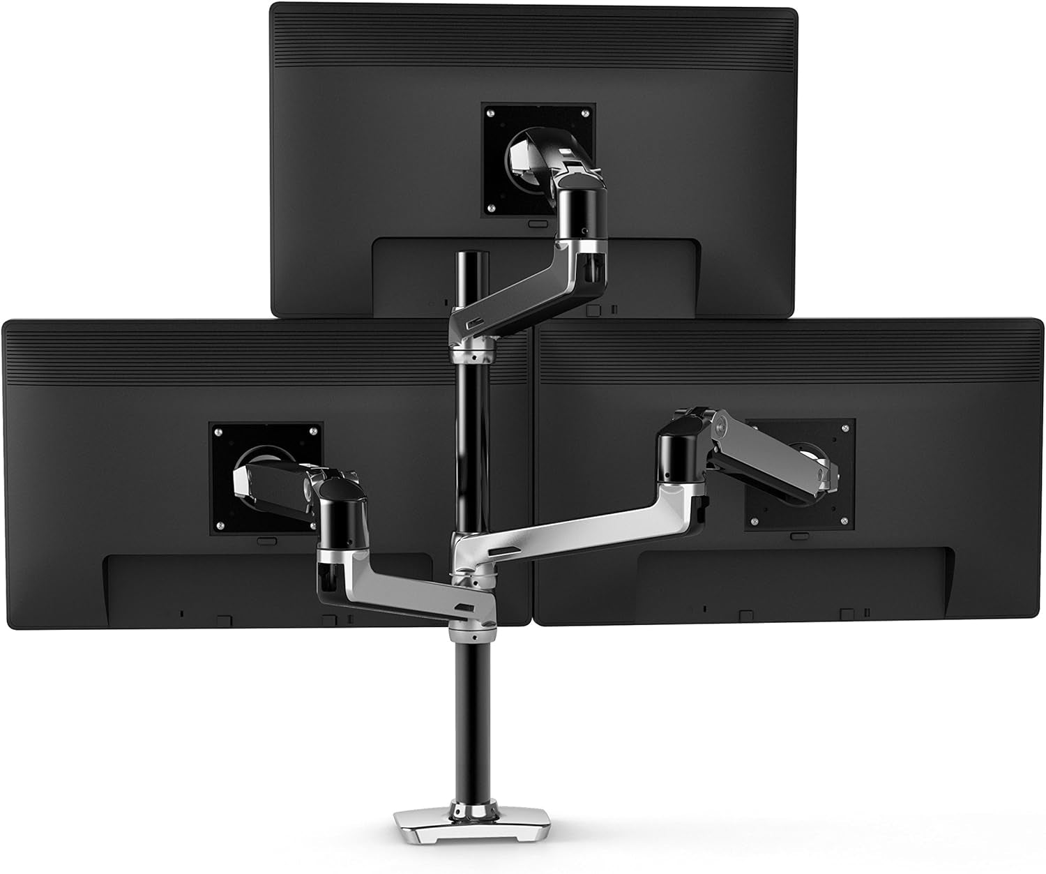 – LX Vertical Stacking Dual Monitor Arm, VESA Desk Mount – for 2 Monitors up to 40 Inches, 7 to 22 Lbs Each – Tall Pole, Polished Aluminum