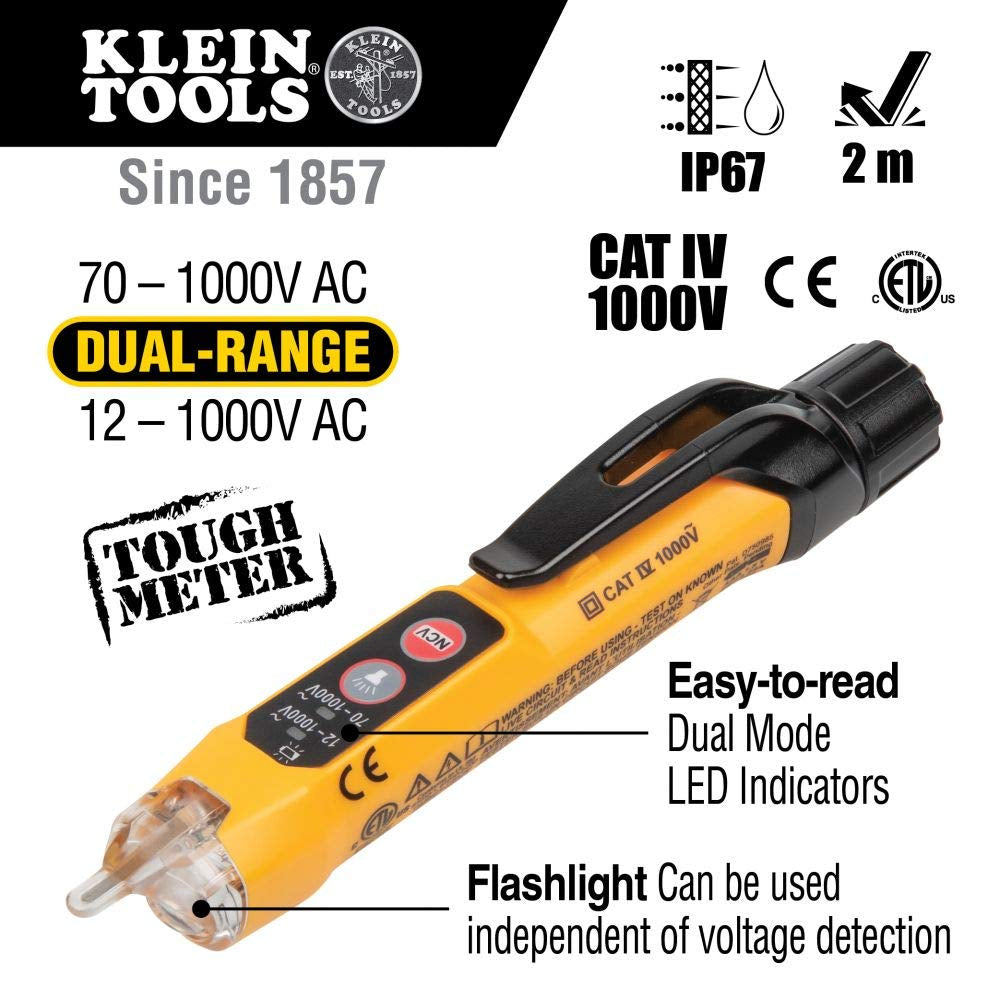 NCVT3PKIT Electrical Test Kit, Dual-Range Non-Contact Voltage Tester with Flashlight, AC/DC Voltage Tester