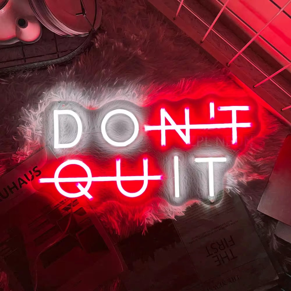 Neon Sign DON'T QUIT DO IT Neon Led Sign Inspirational Quote Game Room Bedroom Decor Wall Art Motivate Neon Light Gym Classroom