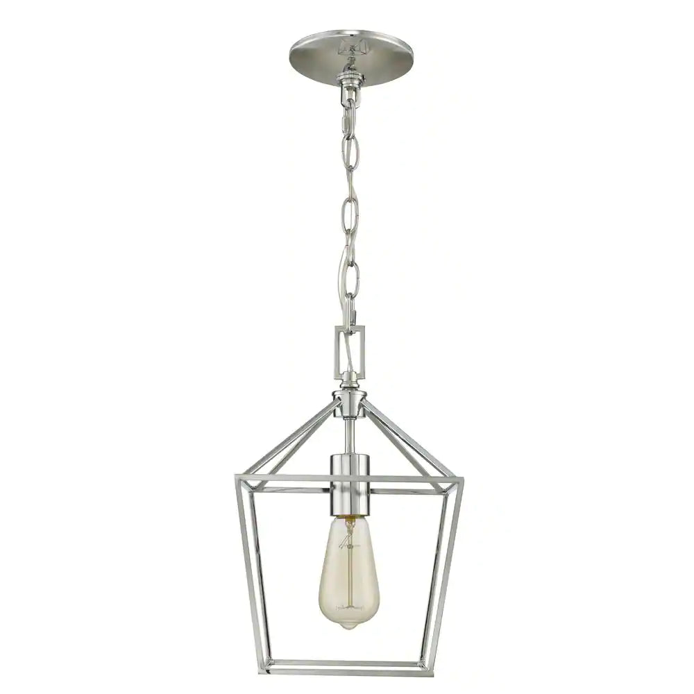 Weyburn 1-Light Chrome Farmhouse Mini Pendant Light Fixture with Caged Metal Shade