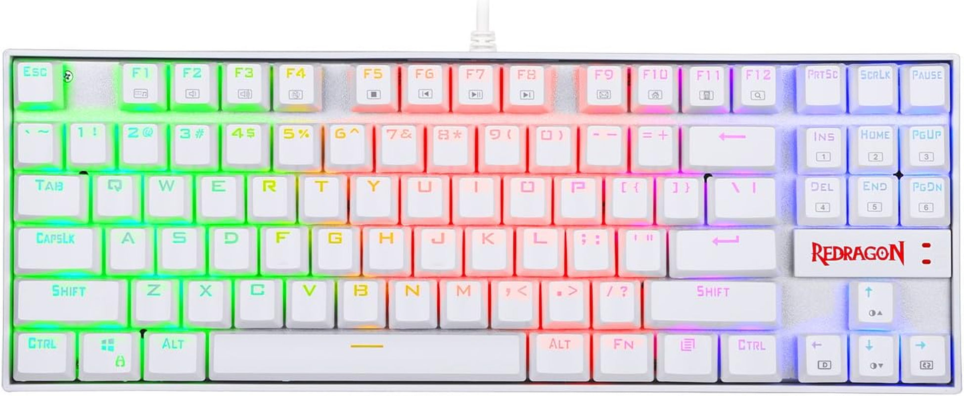 K552 Mechanical Gaming Keyboard 60% Compact 87 Key Kumara Wired Cherry MX Blue Switches Equivalent for Windows PC Gamers (RGB Backlit White)