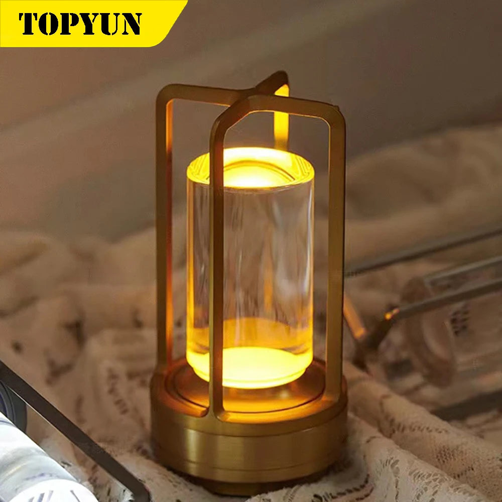 LED Crystal Table Lamp Rechargeable Touch Night Lamp Bedroom Bedside Table Lamp Restaurant Decorative Lamp