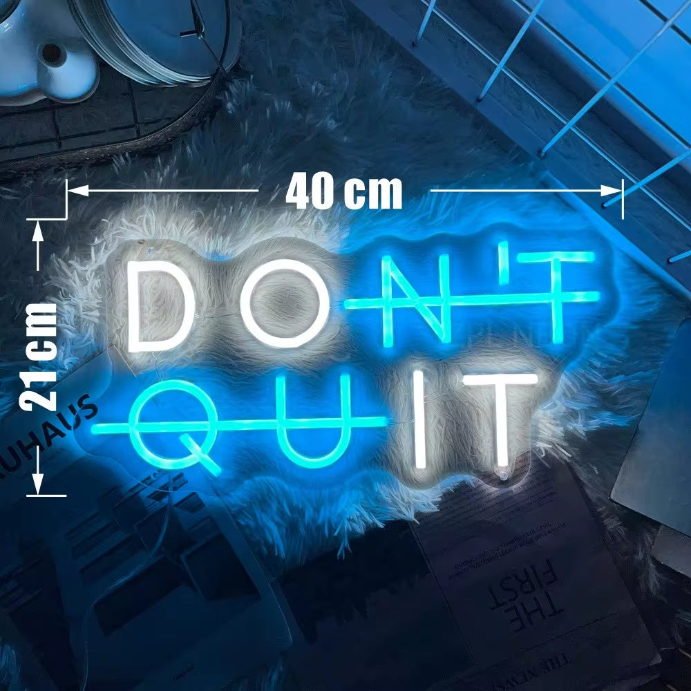 Neon Sign DON'T QUIT DO IT Neon Led Sign Inspirational Quote Game Room Bedroom Decor Wall Art Motivate Neon Light Gym Classroom