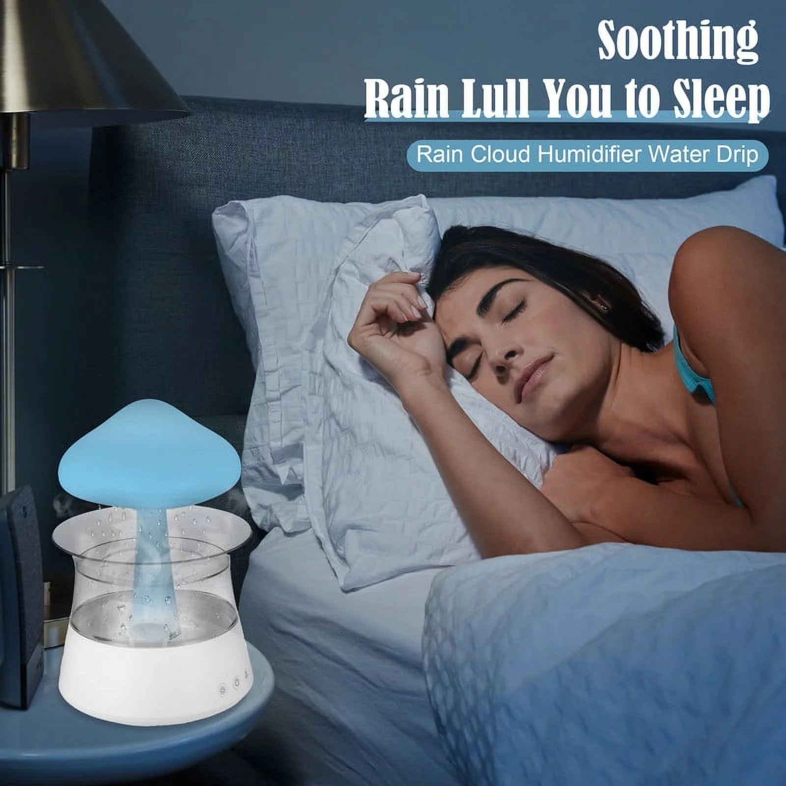 Waterfall Humidifier Water Drip， Rain Cloud Diffuser with 7 Colors LED Lights， Cloud Humidifier Rain Drop for Sleeping