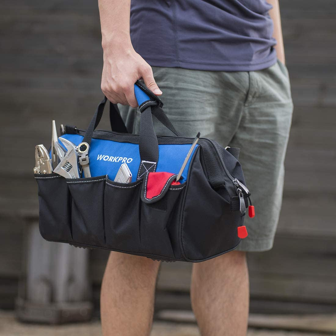 14-Inch Tool Bag, Multi-Pocket Tool Organizer with Adjustable Shoulder Strap