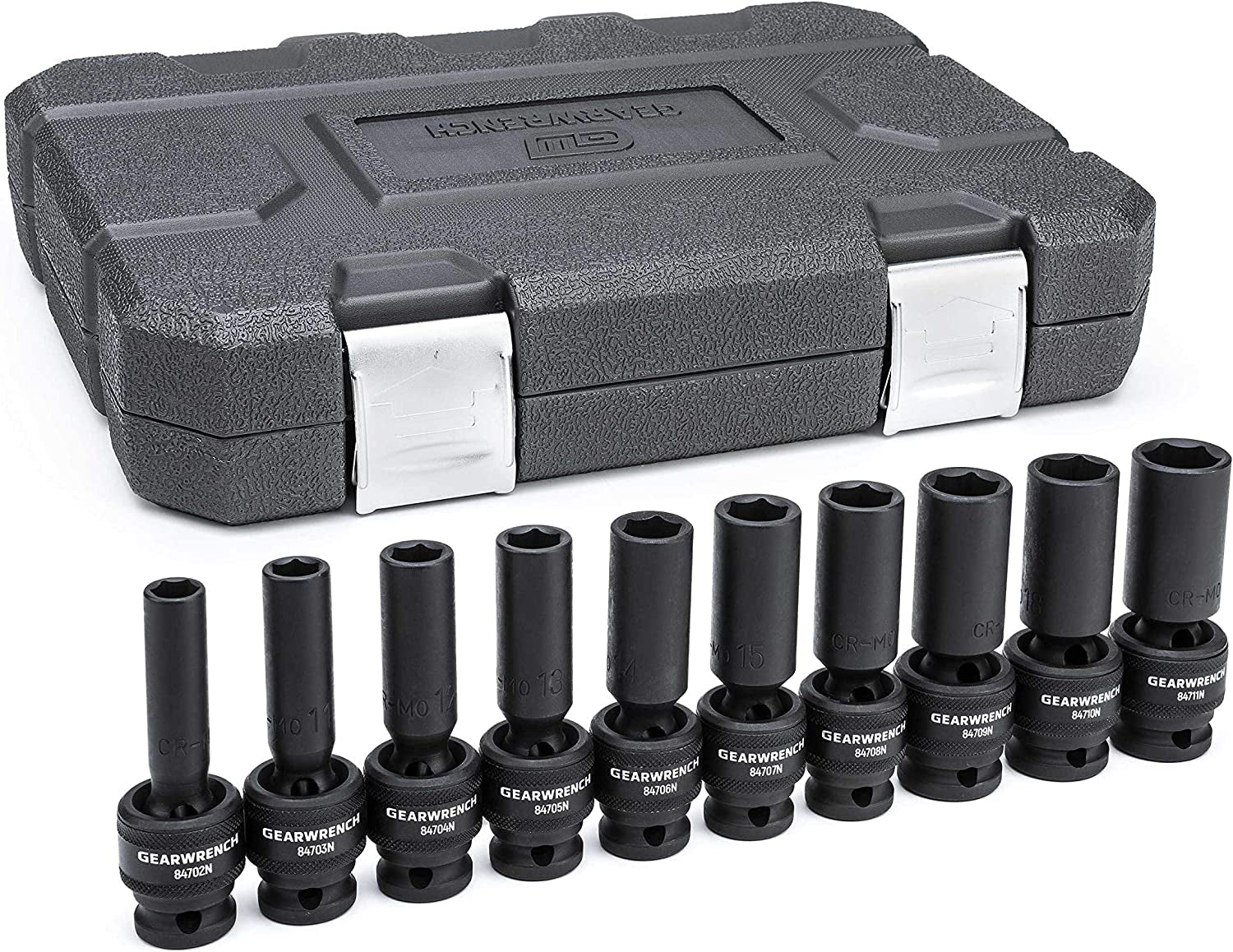 10 Pc. 1/2" Drive 6 Pt. Deep Universal Impact Socket Set, Metric - 84945N