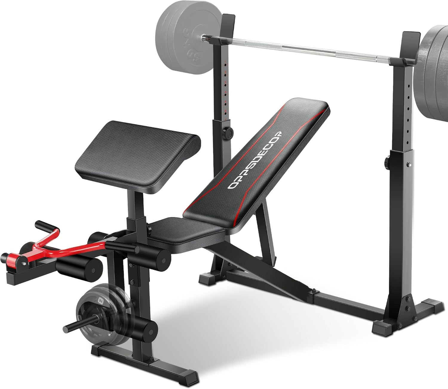 900LBS Weight Bench Set with Squat Rack Preacher Curl Weight Bench with Leg Extension Bench Press Set Workout Bench for Home Gym Full Body Workout