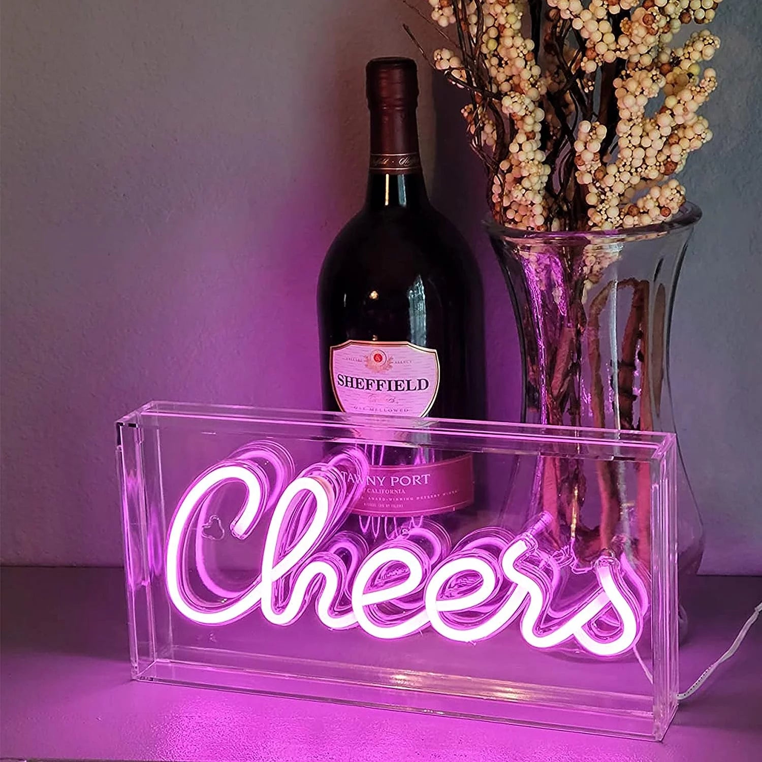 Cheers Sign Neon Signs USB LED Sign Desk Lightbox Cheers Neon Bar Sign 3D Wall Neon Light up Sign for Party Wall Décor Party Light Accessories Christmas Valentine'S Day Halloween